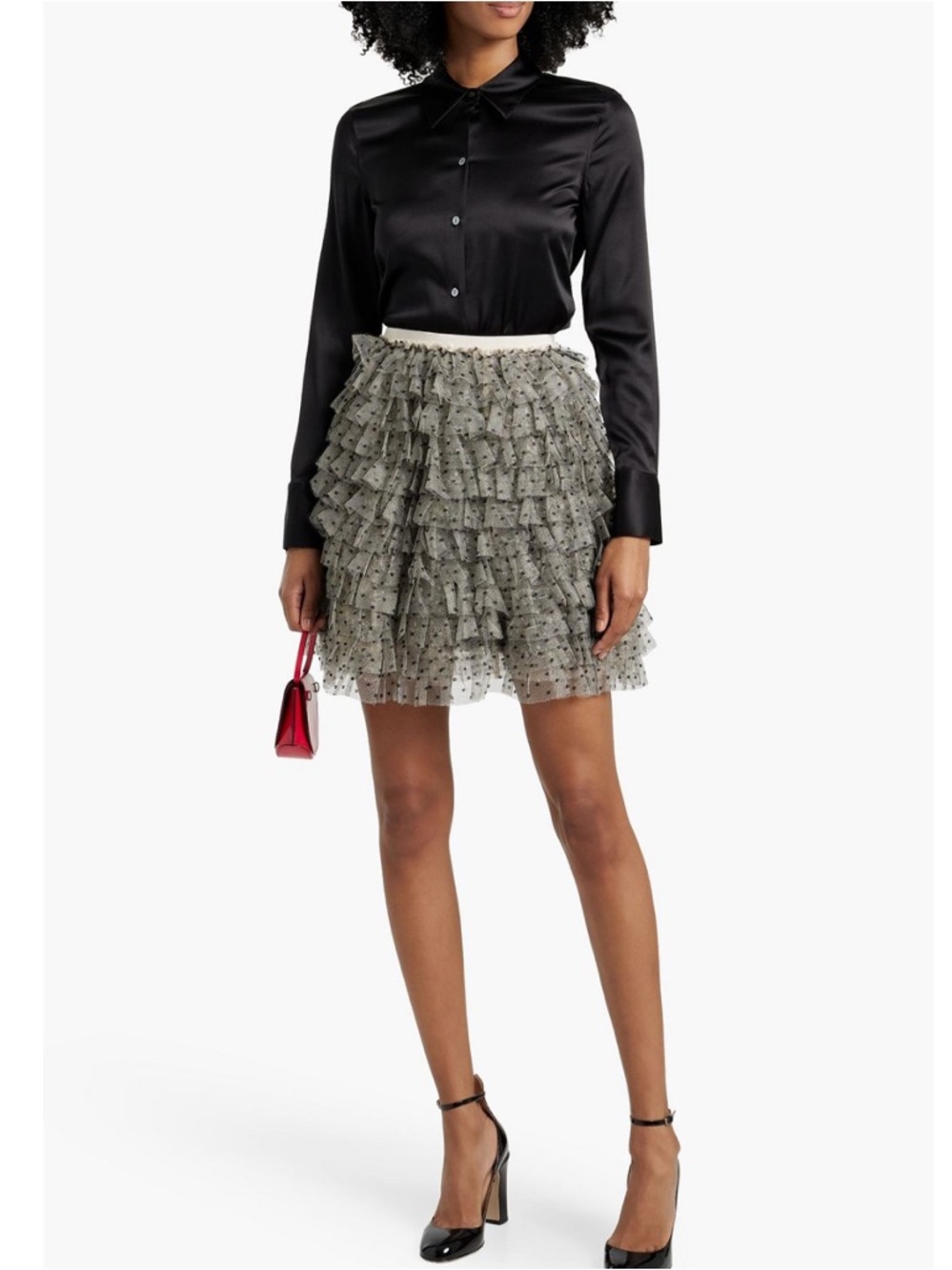 REDVALENTINO Ruffled point d'esprit mini skirt